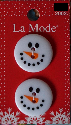 La Mode Holiday Snowman Face 2 Buttons Per Card1 inch